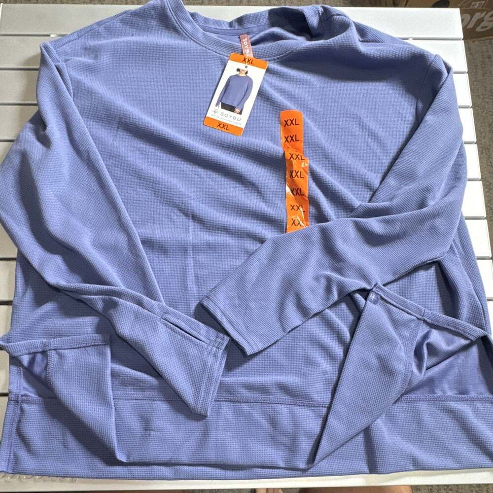 Soybu Active Luxe Long Sleeve Women’s Activewear Top Blue 2XL Stretch Knit